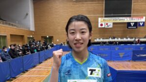 面手凛が2026年世界卓球選手権ロンドン大会（団体戦）の日本代表選手に内定！